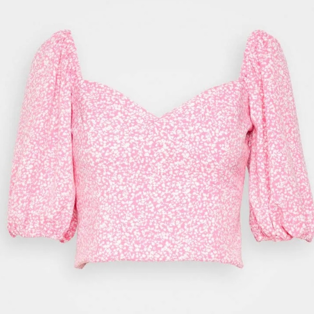 Abercrombie Corset Puff Sleeve Top in Pink Floral